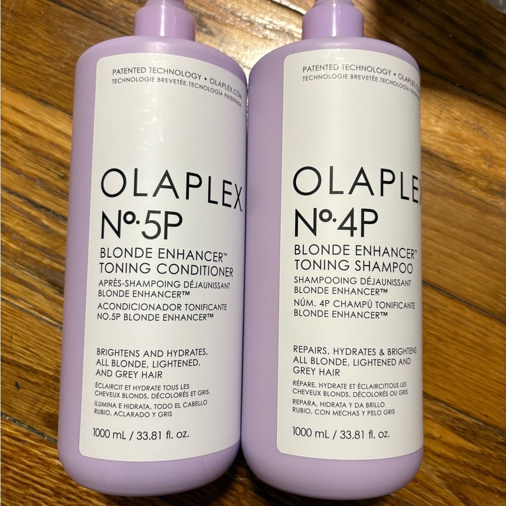 OLAPLEX No.5P and No.4P Blonde Enhancer Duo purple shampoo conditioner